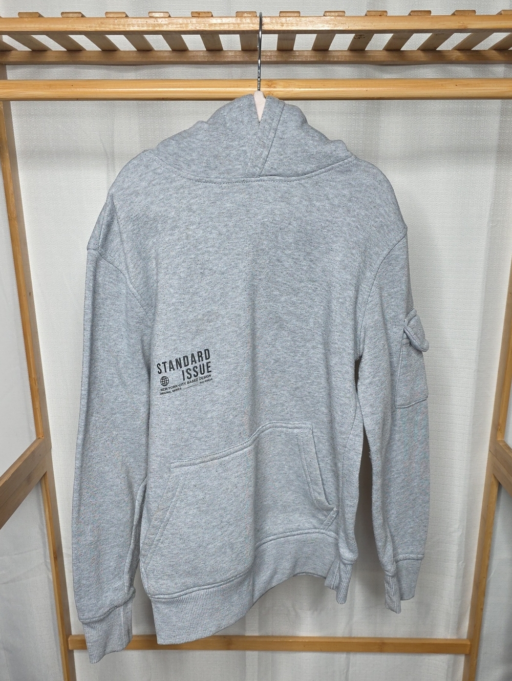 Standard Issue Light Gray Pullover Hoodie with Front Pocket